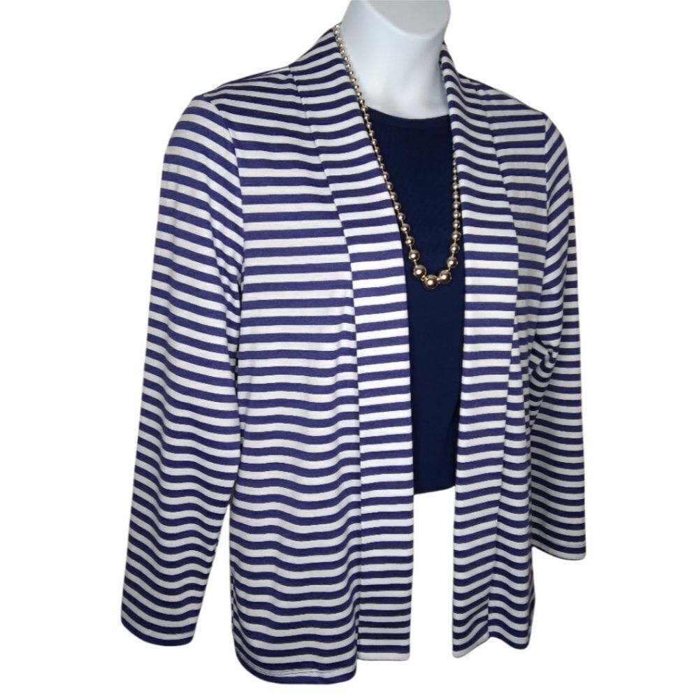 SALE!  C.J. Banks Navy White Nautical Open Cardigan  L